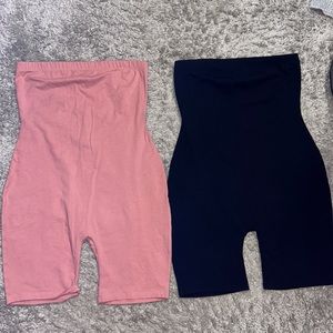 2 women’s strapless rompers body